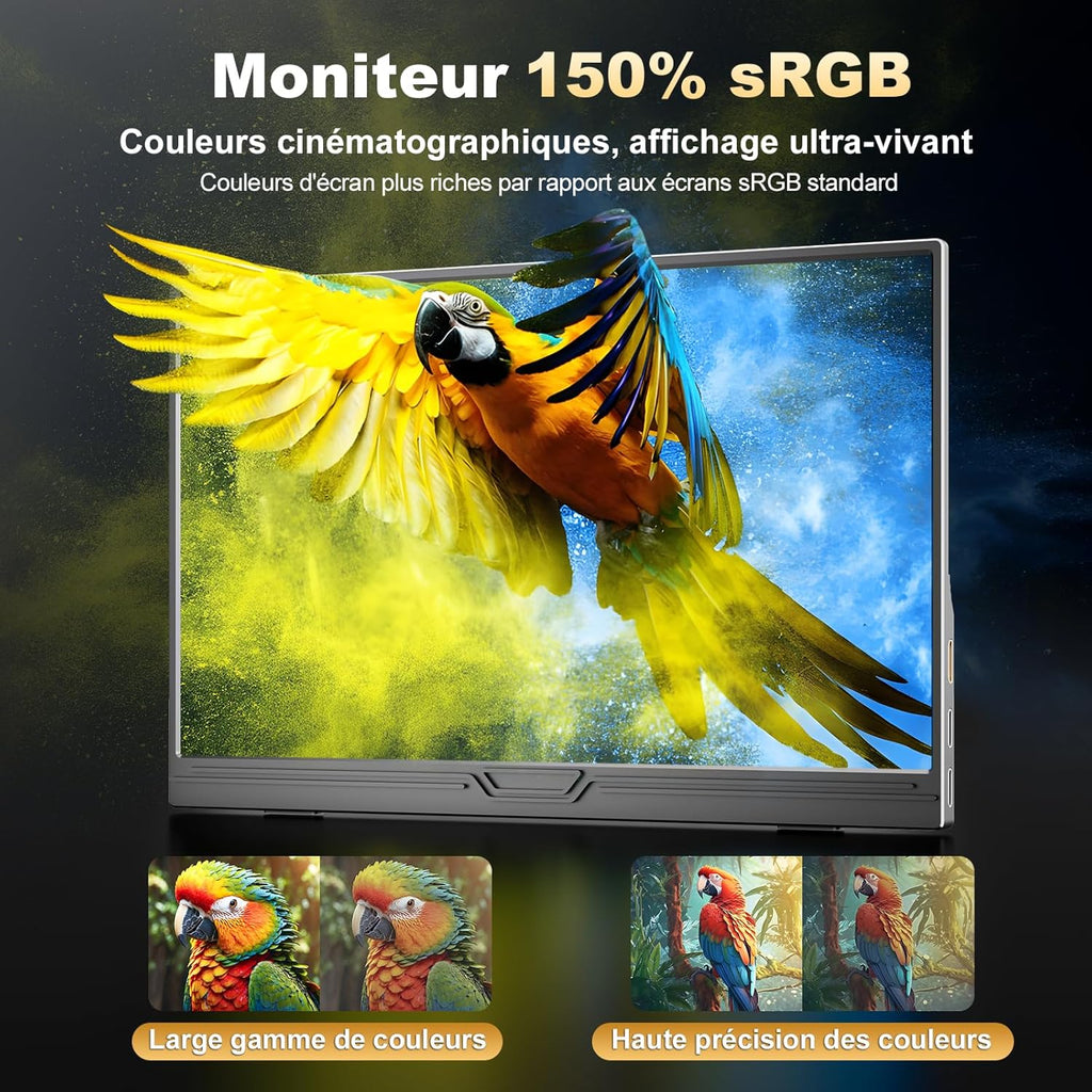 Écran Portable 15.6" 2.5K 150% sRGB 500nit Moniteur IPS Ultra-Léger