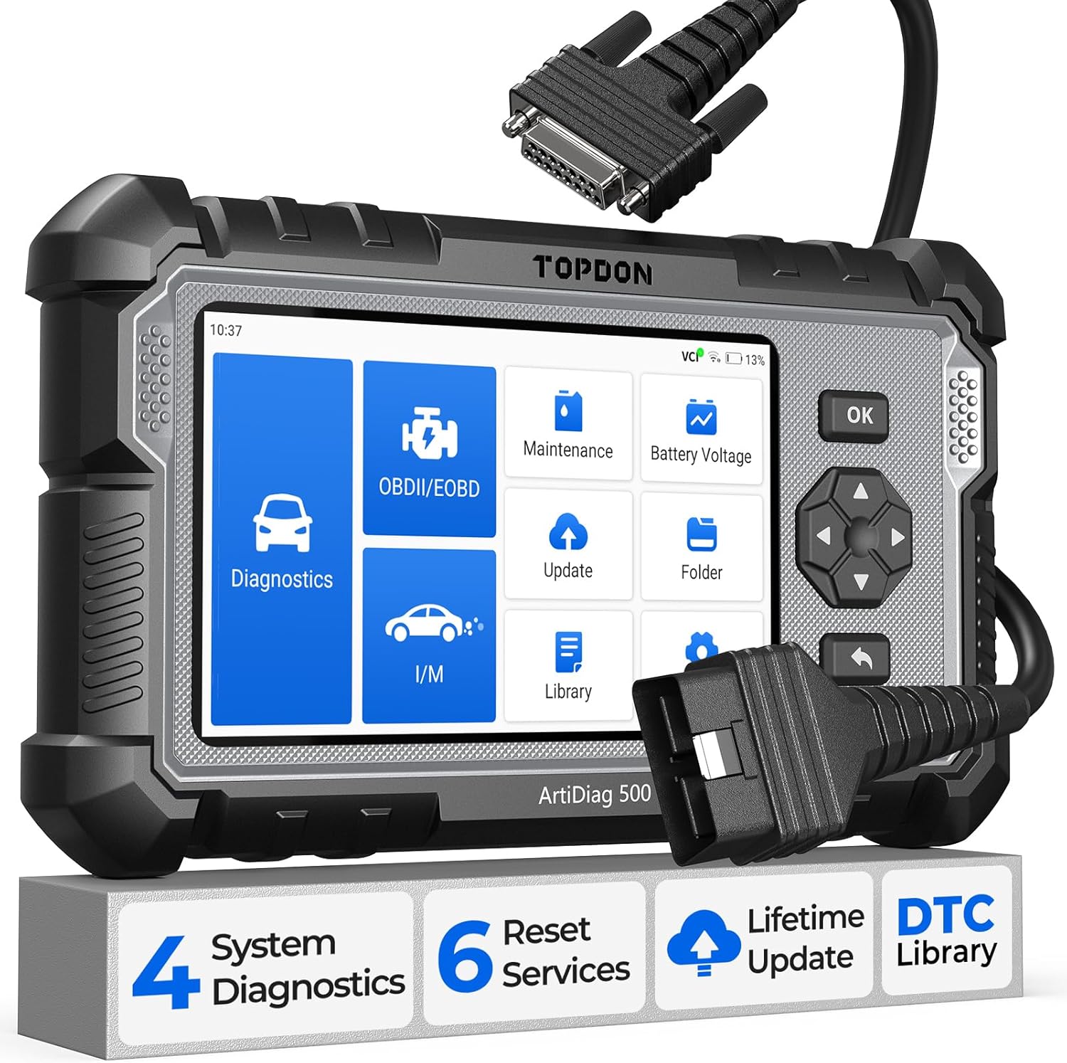 AD500 Valise Diagnostic Auto, 4 systèmes Outil de Diagnostic Voiture Multimarque