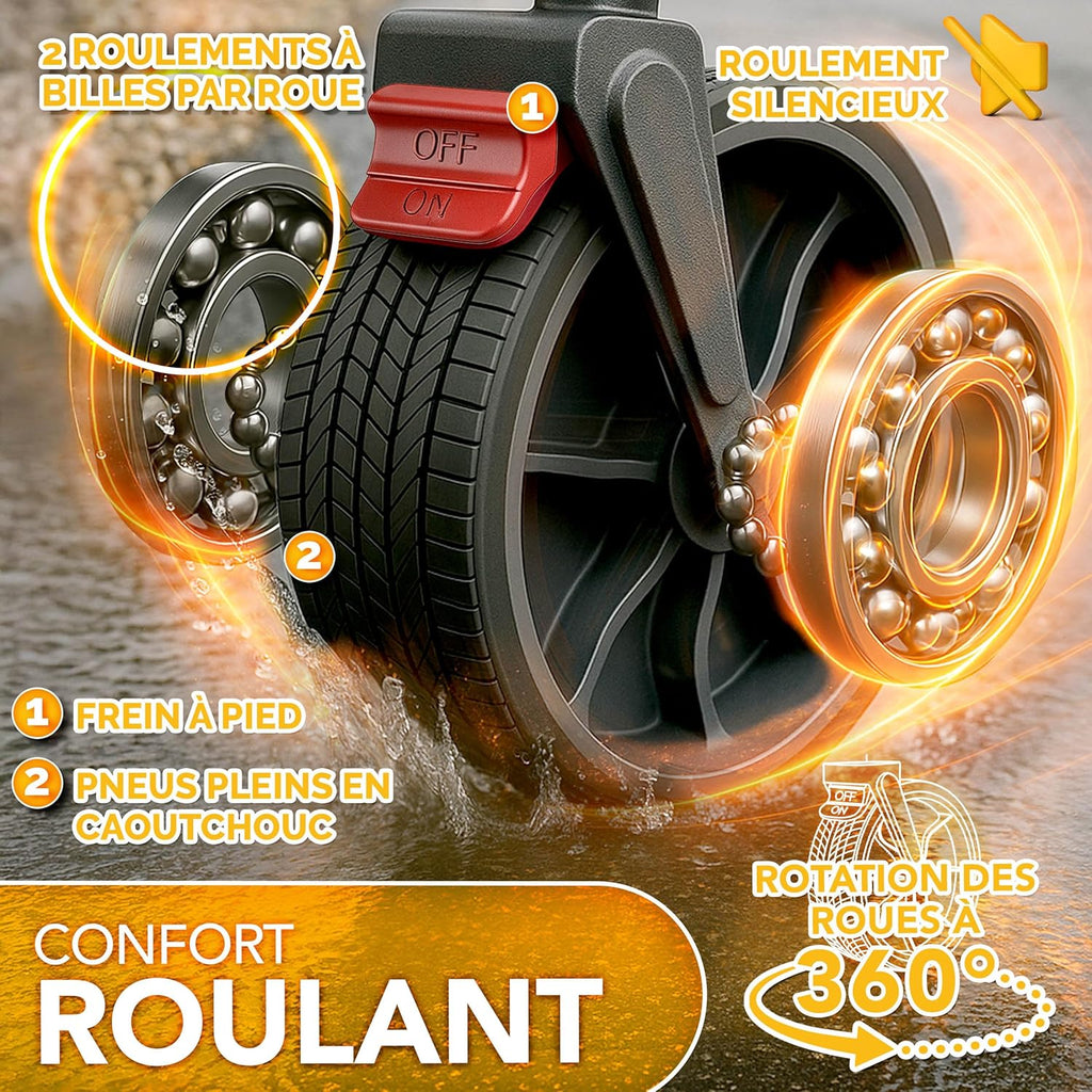 Chariot de transport pliable avec toit, compartiment isotherme et stores latéraux