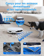 DEEBOT T50 Omni Gen3 Aspirateur Robot Laveur, 25 000 Pa, Brosse/Patin Extensibles