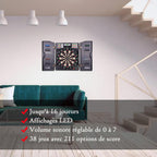 Cible de fléchettes électronique numérique LED avec Armoire et 12 fléchettes à Pointe Souple