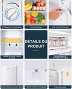 Petit Frigo BR321 avec Congélateur de 91L, Bac à Légumes, Thermostat Réglable