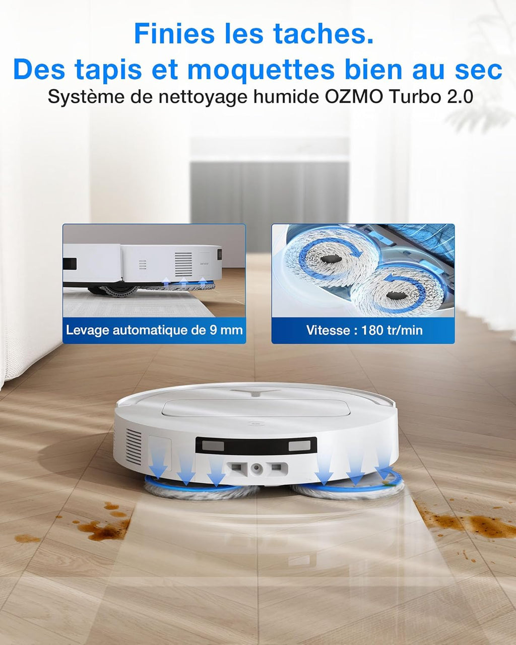 DEEBOT T50 Omni Gen3 Aspirateur Robot Laveur, 25 000 Pa, Brosse/Patin Extensibles