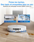 DEEBOT T50 Omni Gen3 Aspirateur Robot Laveur, 25 000 Pa, Brosse/Patin Extensibles