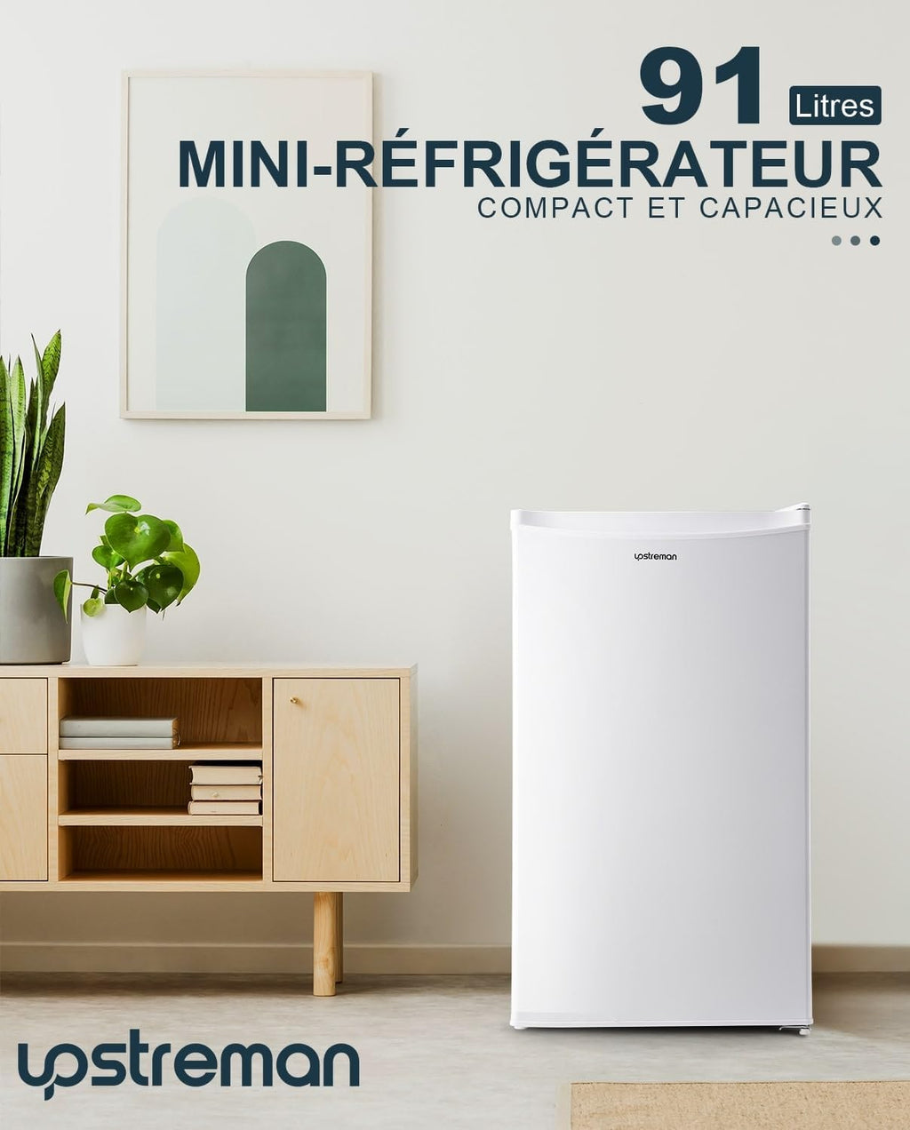 Petit Frigo BR321 avec Congélateur de 91L, Bac à Légumes, Thermostat Réglable