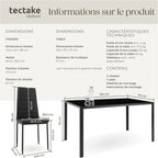 Ensemble Table Salle à Manger avec 4 Chaises Design - Noir
