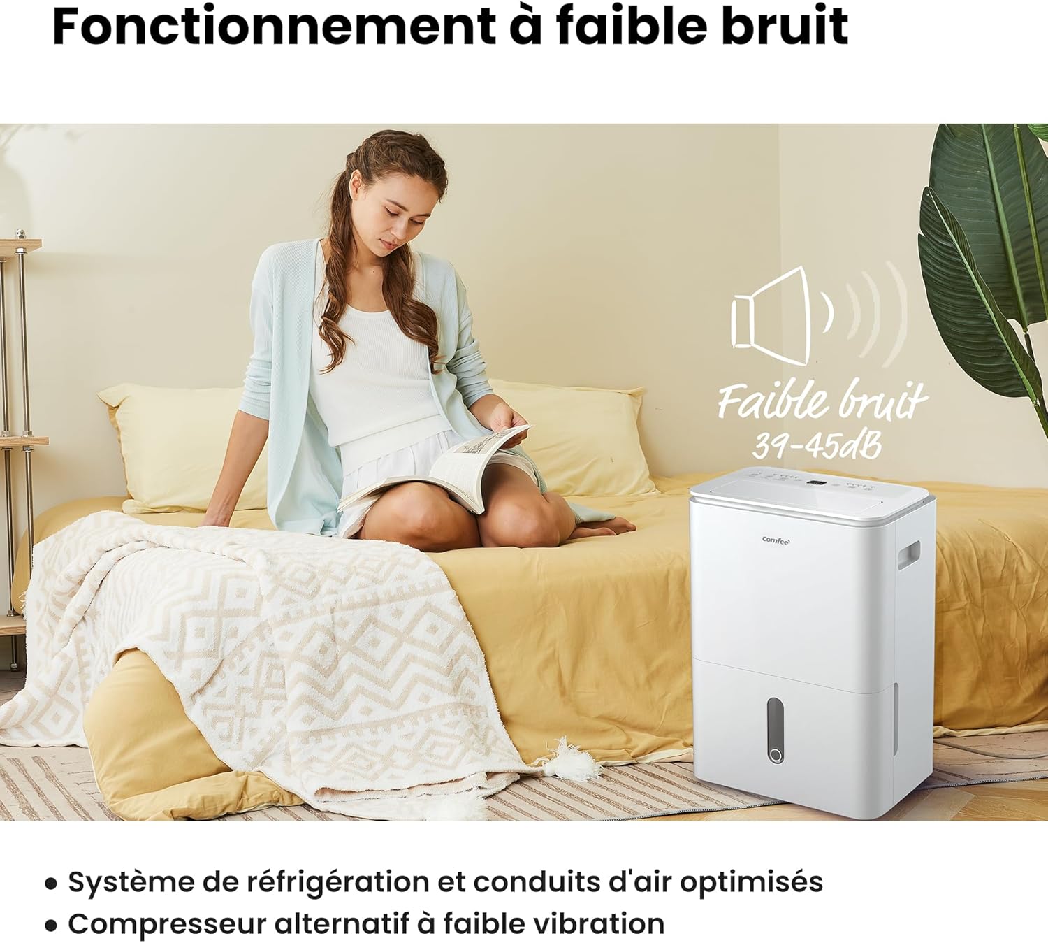 Déshumidificateur Easy Dry 20L/jour, 4 Modes, Deshumidificateur d'air Connecté, Réservoire 3L