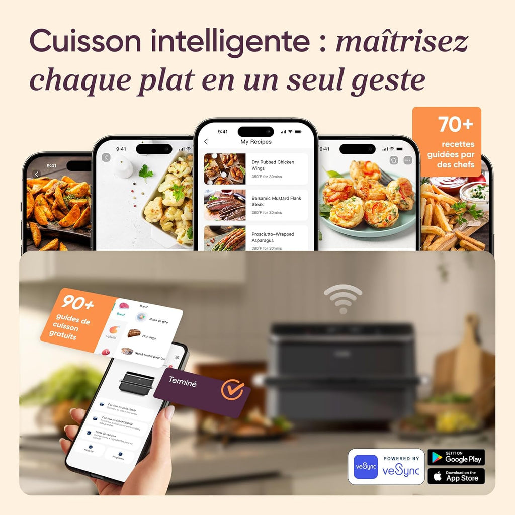 Air Fryer 10L Twinfry, Friteuse sans Huile Double Résistance, 5-en-1, Noir