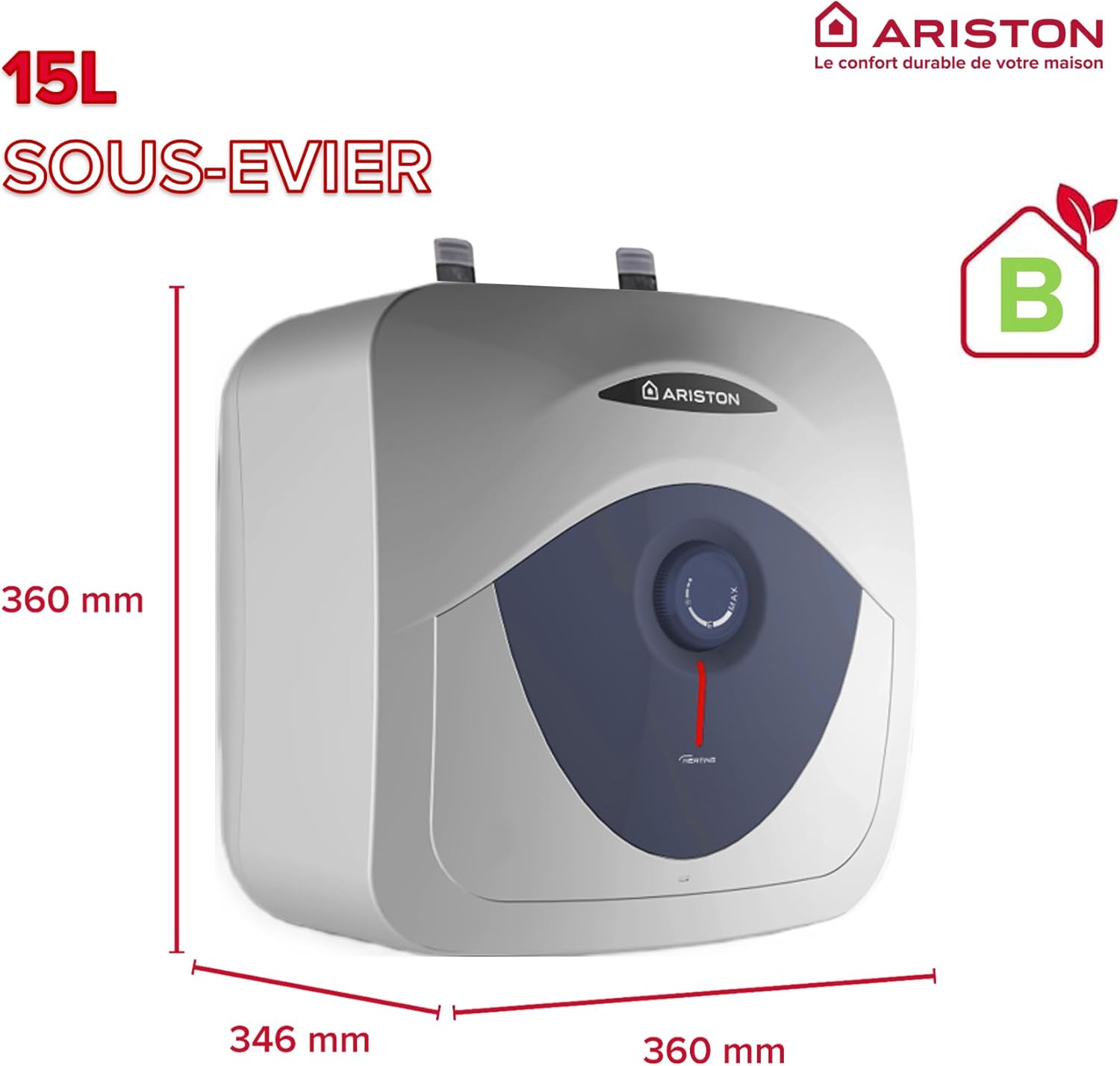 Blu Evo RS – Chauffe-eau Électrique 15 litres, Compact Sous-Evier, Puissance 2000W