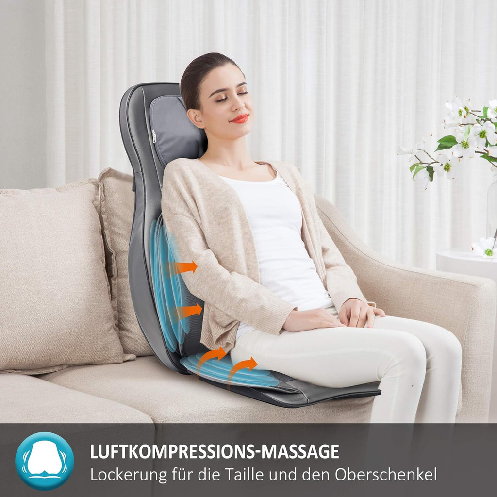 Siège Massant Shiatsu avec Compression et Roulement - Masseur de Dos avec Chaleur