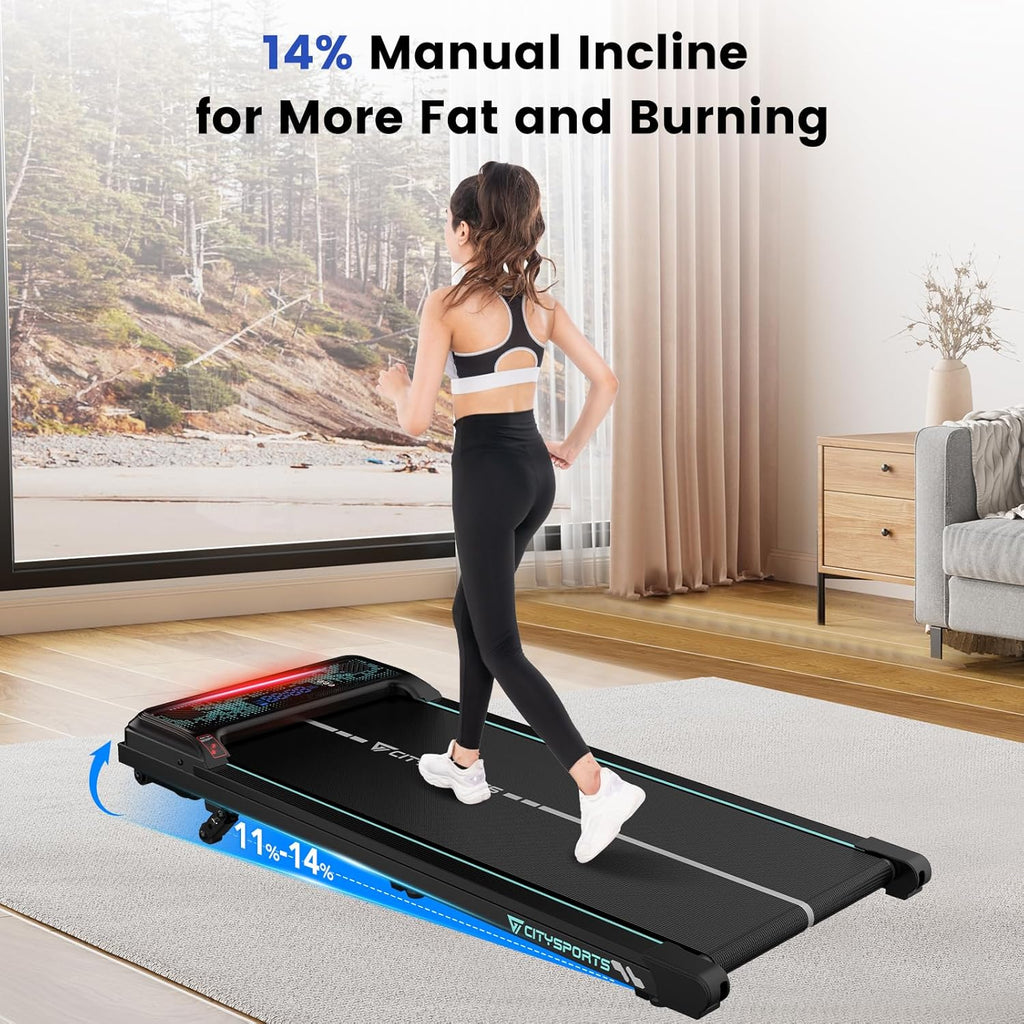 Tapis de Course Électrique Inclinable 11–14%, Écran LED, avec Télécommande