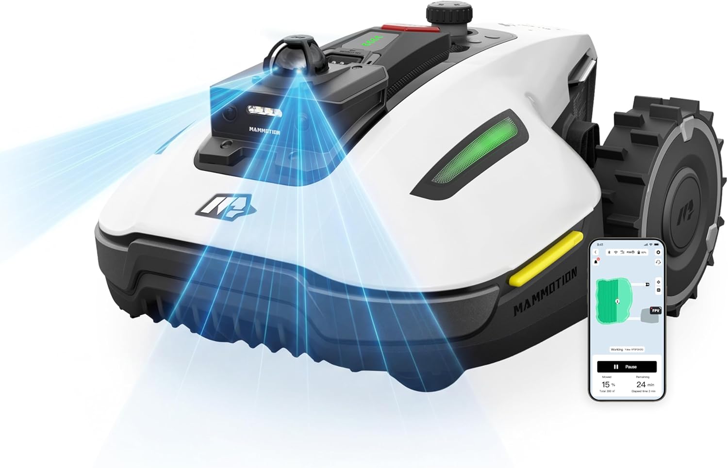 YUKA Mini 2 800 LiDAR Robot Tondeuse sans Fil Périmétrique - caméra avec Pilotage par IA