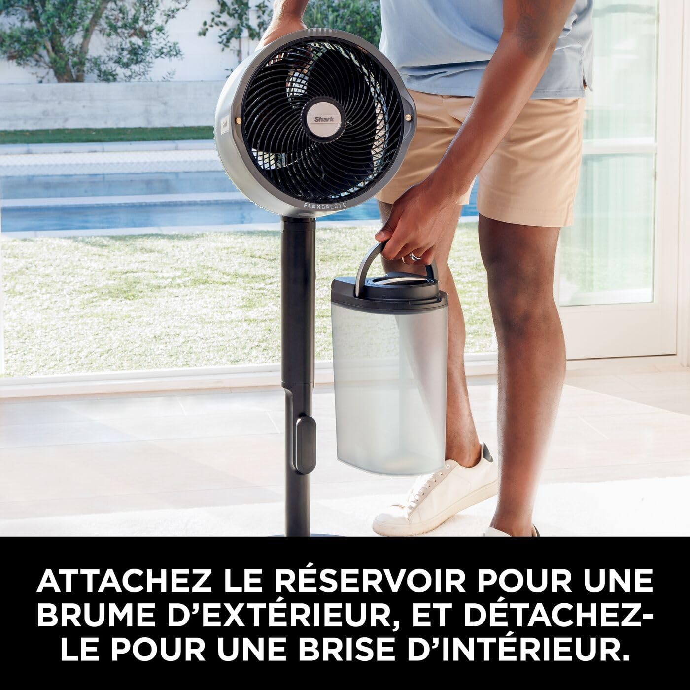 FlexBreeze Pro Mist Portable Ventilateur intérieur/extérieur sans fil, 5 vitesses, Silencieux, FA300EU