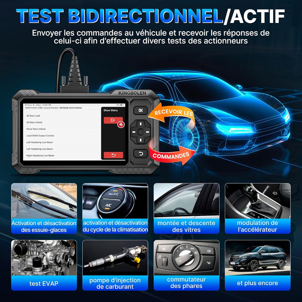 S6 Elite Valise Diagnostic Auto, OBD2 Diagnostic Français pour système Complet avec 15+ Réinitialisations