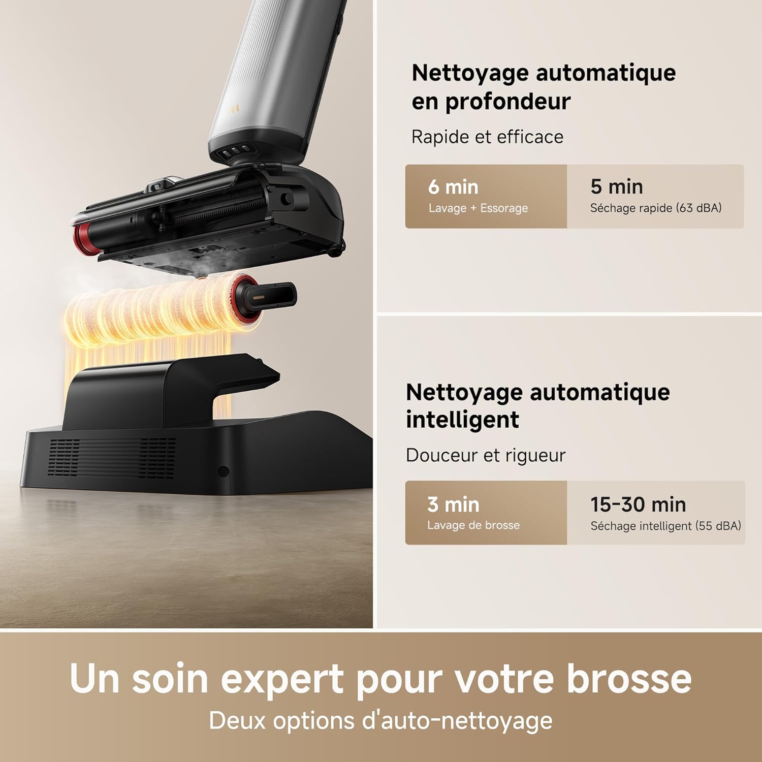 X4 Pro Aspirateur Humide et Sec, Lavage à l'eau Chaude, Anti-enchevêtrement, Auto-Nettoyage à 100 C