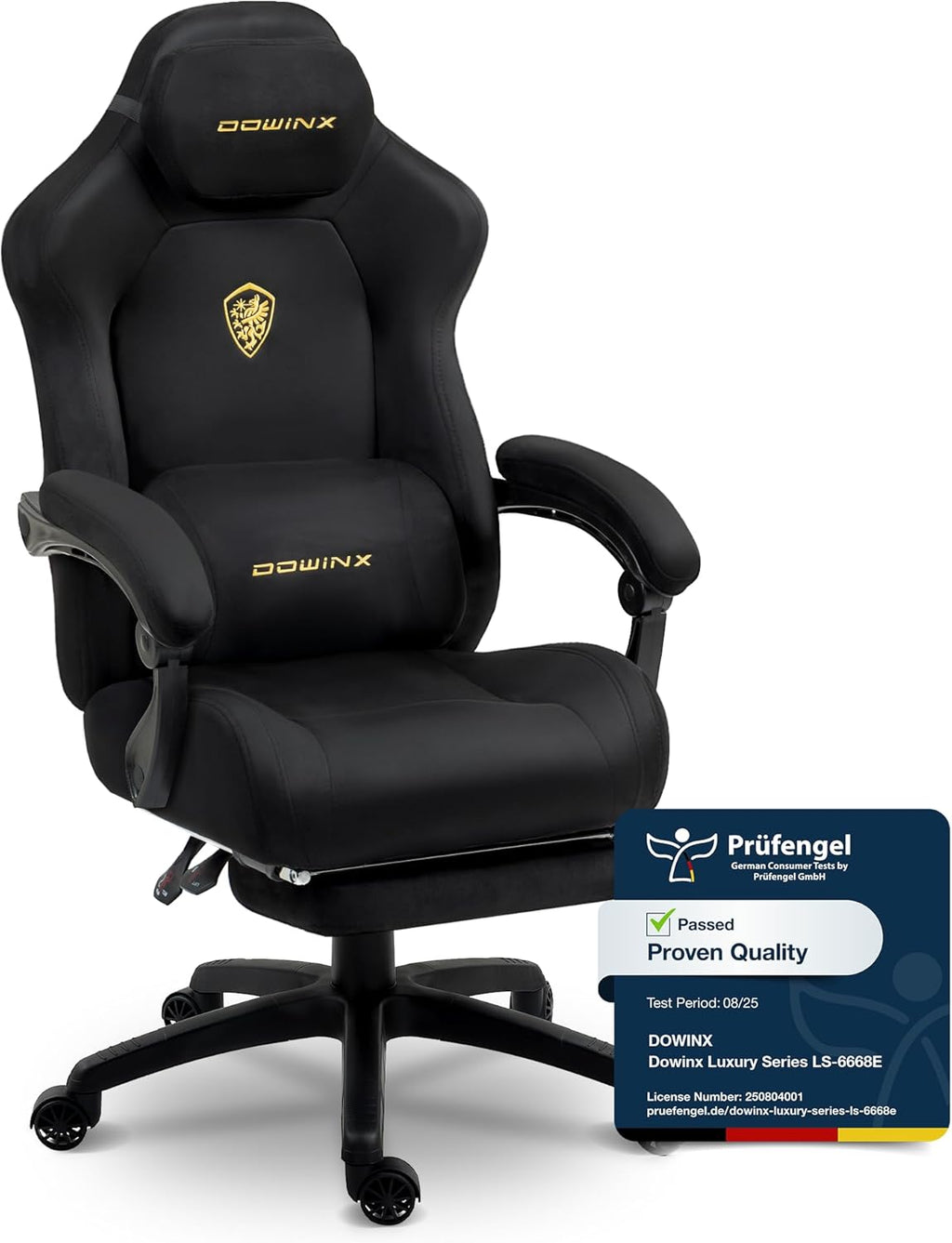 Chaise Gaming Ergonomique avec Coussin Lombaire Réglable, Repose-Pieds Rétractable, Accoudoirs Réglables