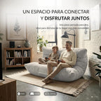 Fauteuil Pouf Salon Moderne – Pouffe Géant XXL pour 2 Personnes avec Remplissage - Gris