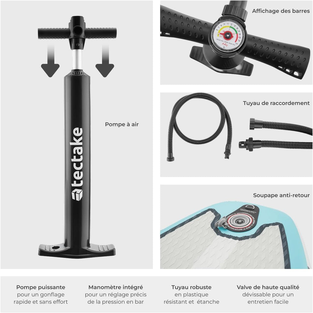 Planche de Stand-up Paddle Gonflable Adulte 2-en-1, Siege Paddle détachable, Pompe, 3 Ailerons