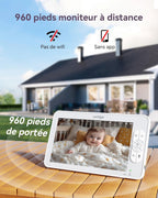 BM01 Babyphone - 2 Caméras 1080P, 7″ Écran Divisé, Moniteur Bébé sans WiFi, PTZ à Distance