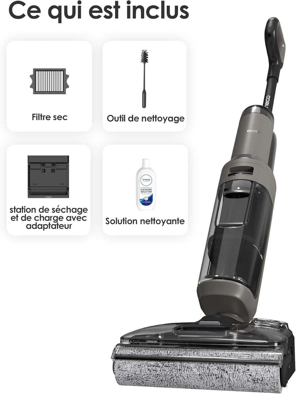 Floor One i6 Stretch Aspirateur Laveur sans Fil, Aspirateur Sec et Humide, Aspiration Puissante 20 kPa