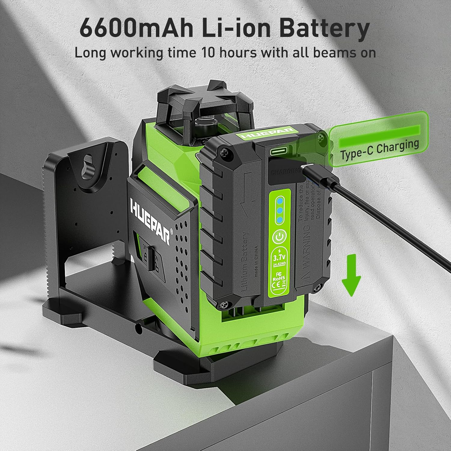 Niveau Laser 360 Vert 3D Auto-Nivelant Laser 12 Lignes Croisé avec Luminosité Réglable Laser et Mode Impulsion