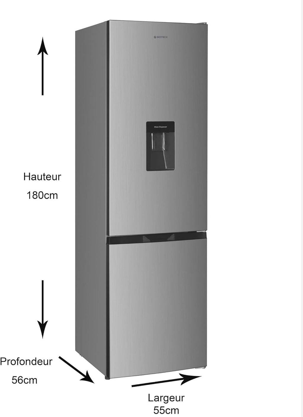 Refrigerateur combiné, congélateur bas, GCB262SL Silver, Capacité 262L, Classe E