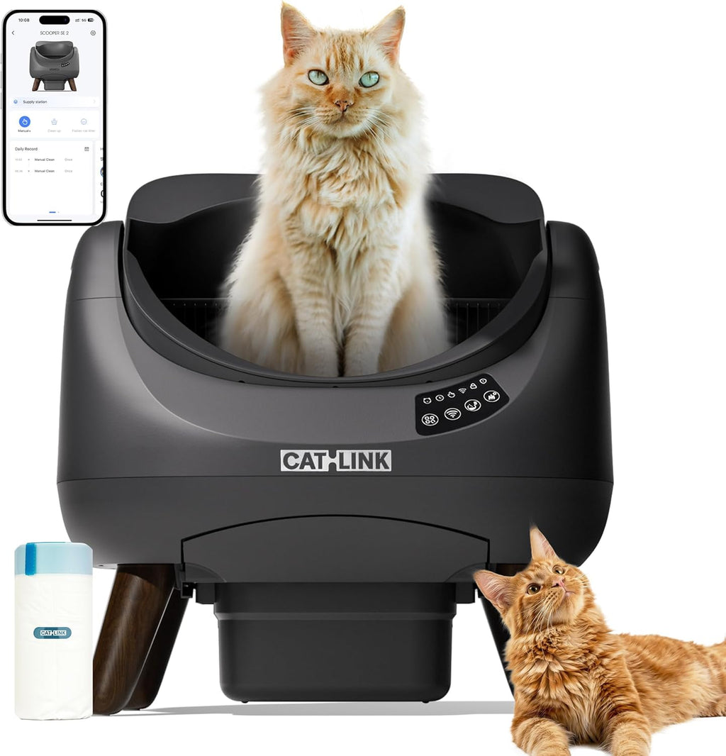 Litière Autonettoyante pour Chat, Avec Dessus Ouvert, Connexion 5 GHz, Grande Capacité 12L