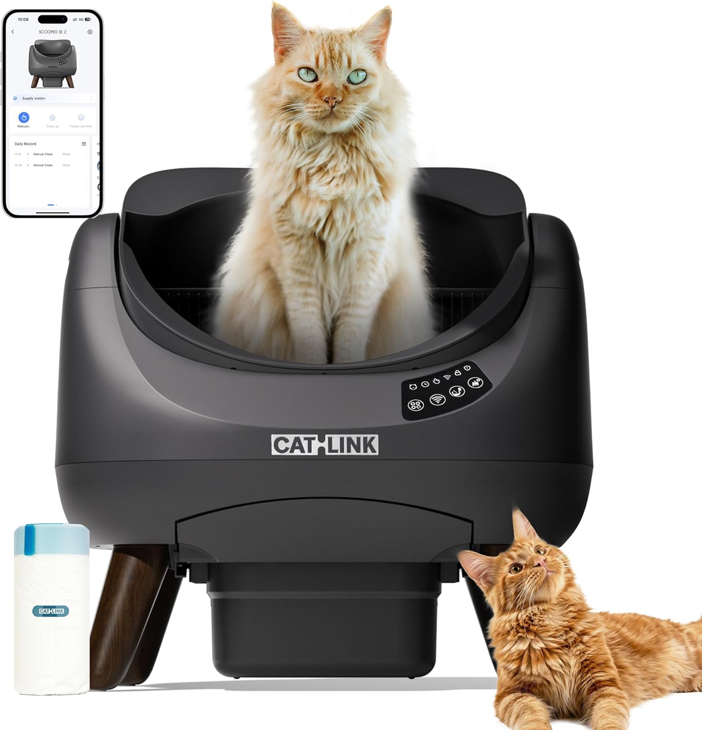 Litière Autonettoyante pour Chat, Avec Dessus Ouvert, Connexion 5 GHz, Grande Capacité 12L