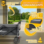 Chariot de transport pliable avec toit, compartiment isotherme et stores latéraux