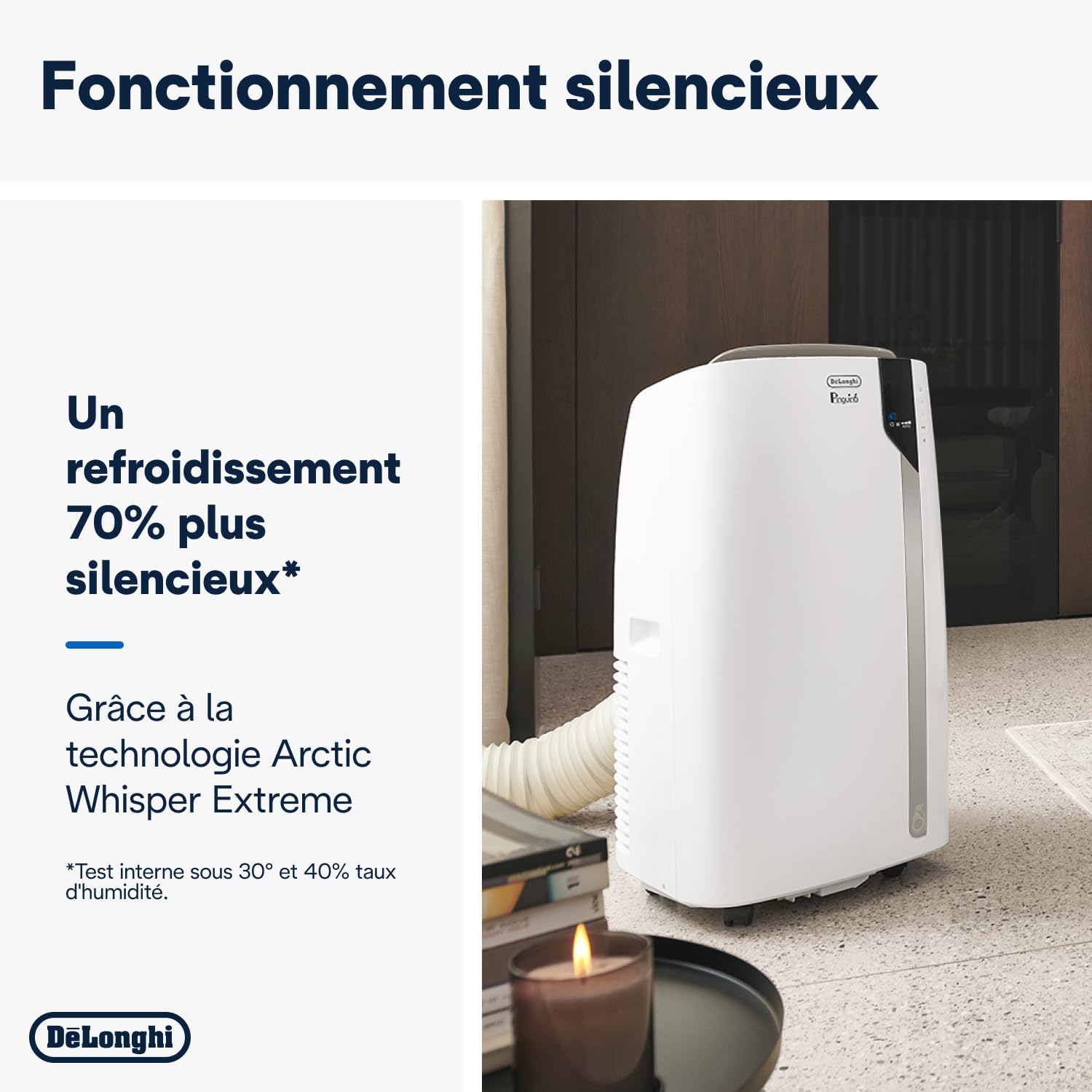 Pinguino PAC EX93 Climatiseur mobile, avec tuyau d'échappement, 3 vitesses de ventilation