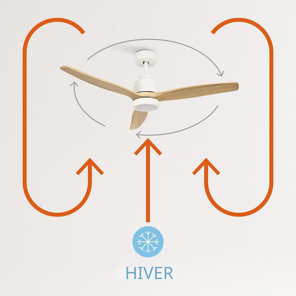 WINDSTYLANCE NATURAL WOOD, Ventilateur de plafond avec lumière, Wifi et télécommande, 6 vitesses
