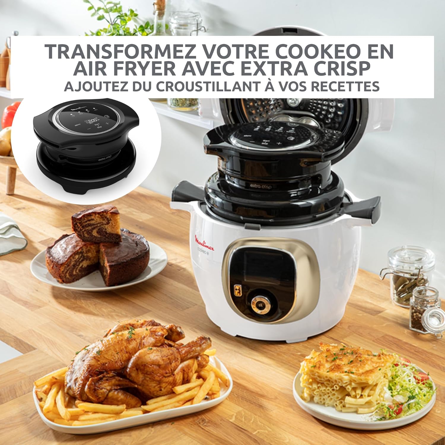 Cookeo Multicuiseur intelligent 6L, Ecran intuitif, 1600W, Blanc, CE854110