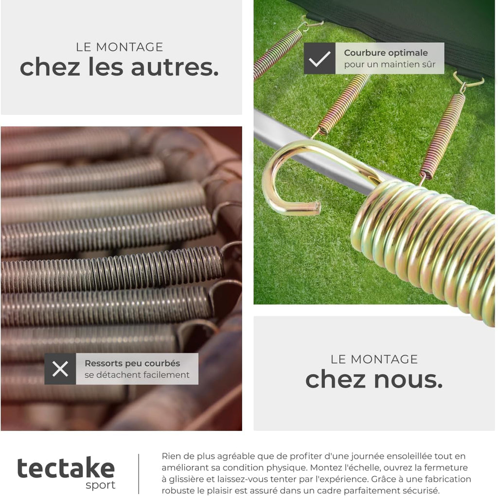 Trampoline de Jardin Extérieur Rond avec Échelle, Filet de Protection & Tour rembourré