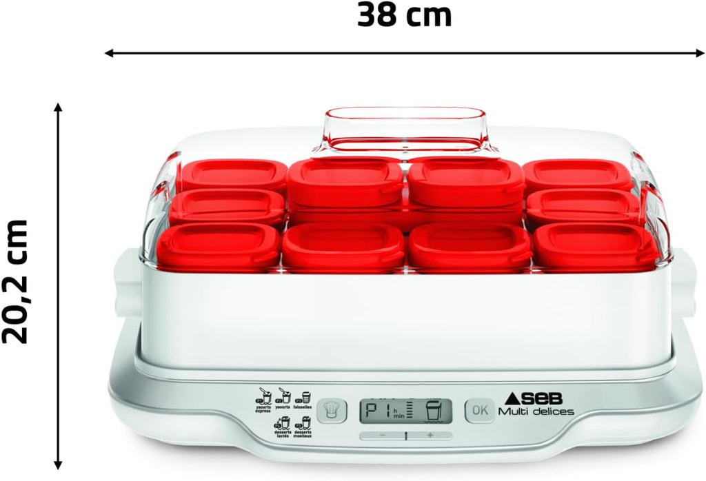 Multi Délices, Express Yaourtière 12 pots verre 140 ml, 5 programmes automatiques, YG661500