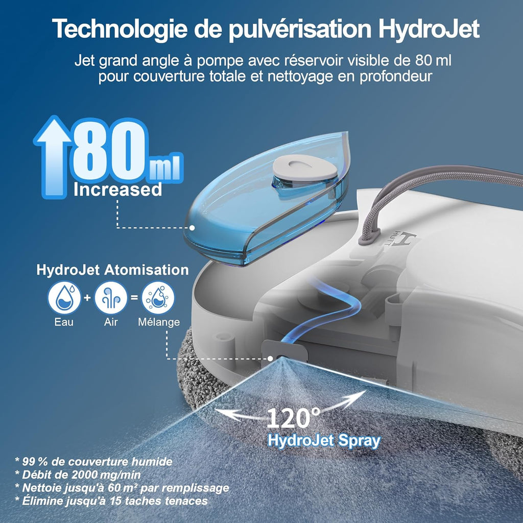 S55 Pro Robot Nettoyeur de Vitres 6500Pa, Robot Laveur Vitre avec Patins 3D Flottants, Pulvérisation HydroJet