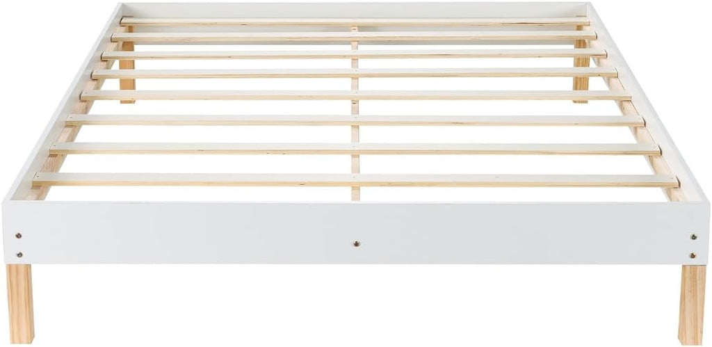 Matelas 2 Personnes 140x190CM avec 2xOreillers et Couette et Cadre de lit en Bois, Epaisseur 14CM