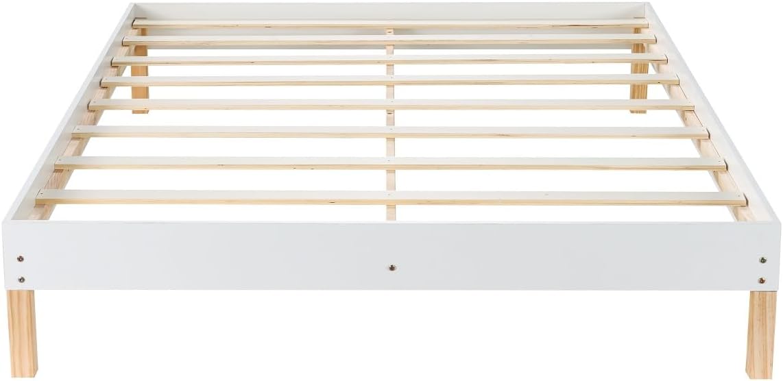 Matelas 2 Personnes 140x190CM avec 2xOreillers et Couette et Cadre de lit en Bois, Epaisseur 14CM