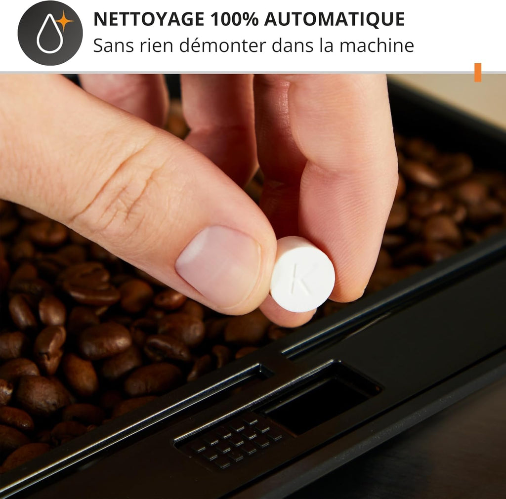Machine à café grain, Nettoyage automatique, Buse vapeur pour Cappuccino, YY8125FD, Noir