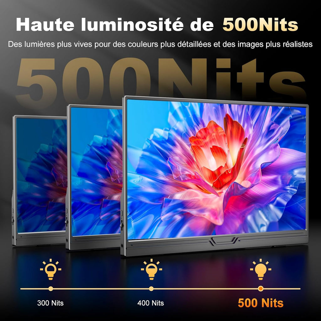Écran Portable 15.6" 2.5K 150% sRGB 500nit Moniteur IPS Ultra-Léger