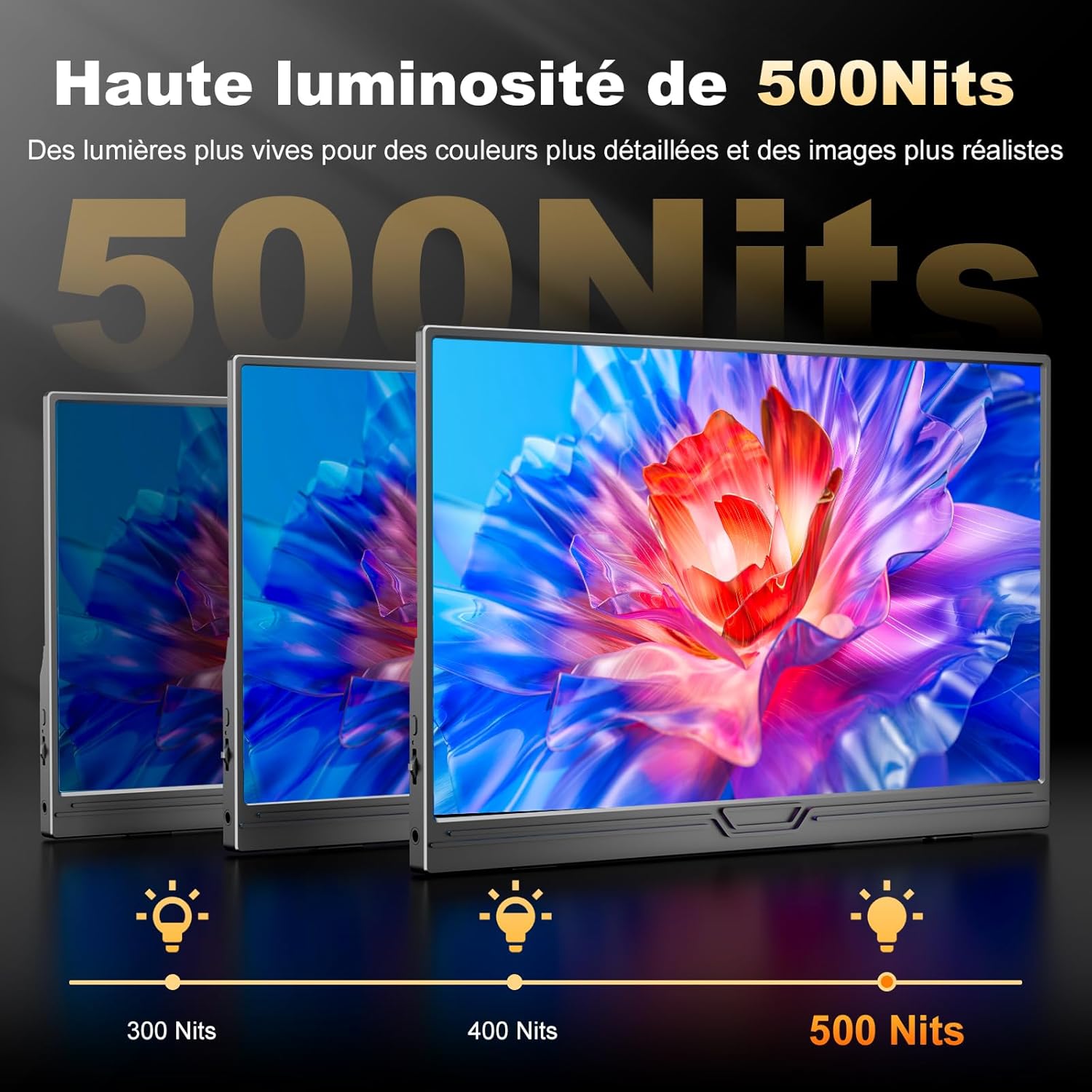 Écran Portable 15.6" 2.5K 150% sRGB 500nit Moniteur IPS Ultra-Léger