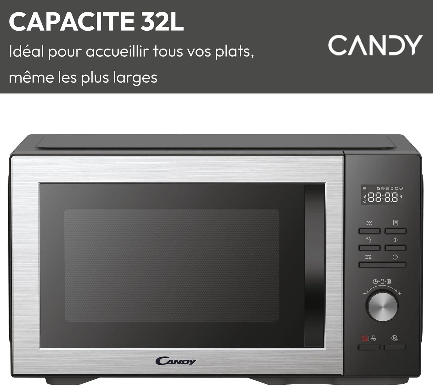 Essenza CMWA32EDLB Four Micro-ondes 1000W 32L Digital, Fonction Décongélation et Nettoyage Auto