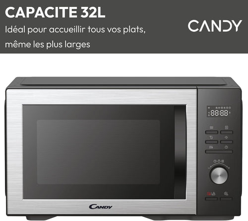 CANDY Essenza CMWA32EDLB Four Micro-ondes 1000W 32L Digital, Fonction Décongélation et Nettoyage Auto