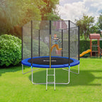 Trampoline de Jardin Extérieur Rond avec Échelle, Filet de Protection & Tour rembourré