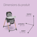 Minla Chaise Haute Bébé Evolutive, Chaise Haute Bébé, 9 Hauteurs Réglables, 5 Différentes Inclinaisons, Pliage compact
