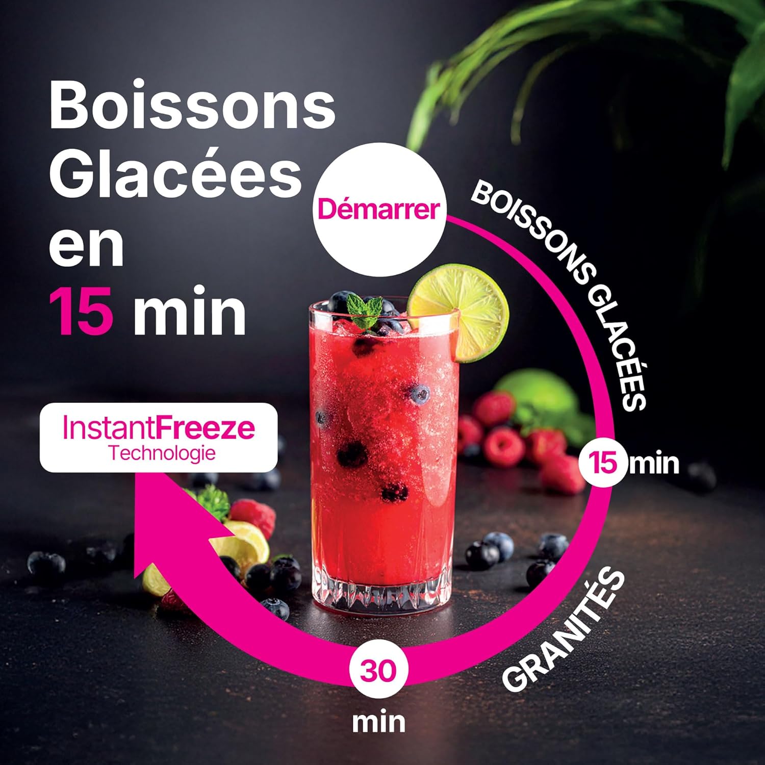 SuperSlush Machine a Granita, 7-in-1 Slush Machine, Capacité 2L, 7 Programmes Prédéfinis, SLFR1BK