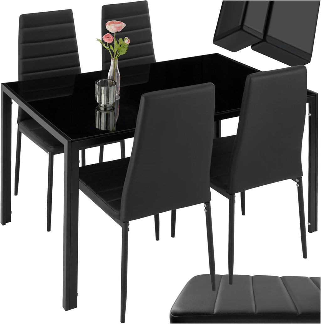 Ensemble Table Salle à Manger avec 4 Chaises Design - Noir