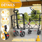 Chariot de transport pliable avec toit, compartiment isotherme et stores latéraux