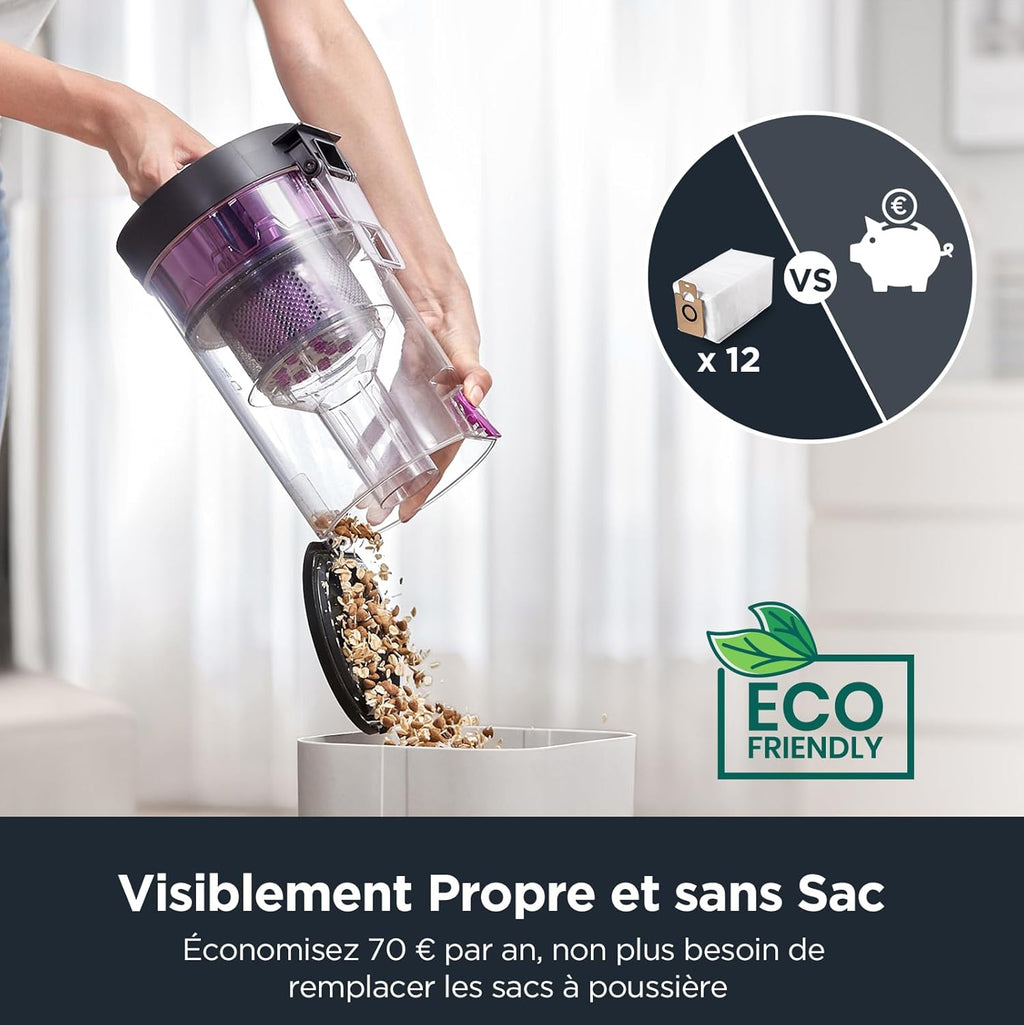 E10s Robot Aspirateur Laveur avec Station Écologique sans Sac Vidage Automatique de Poussière, 4000 Pa