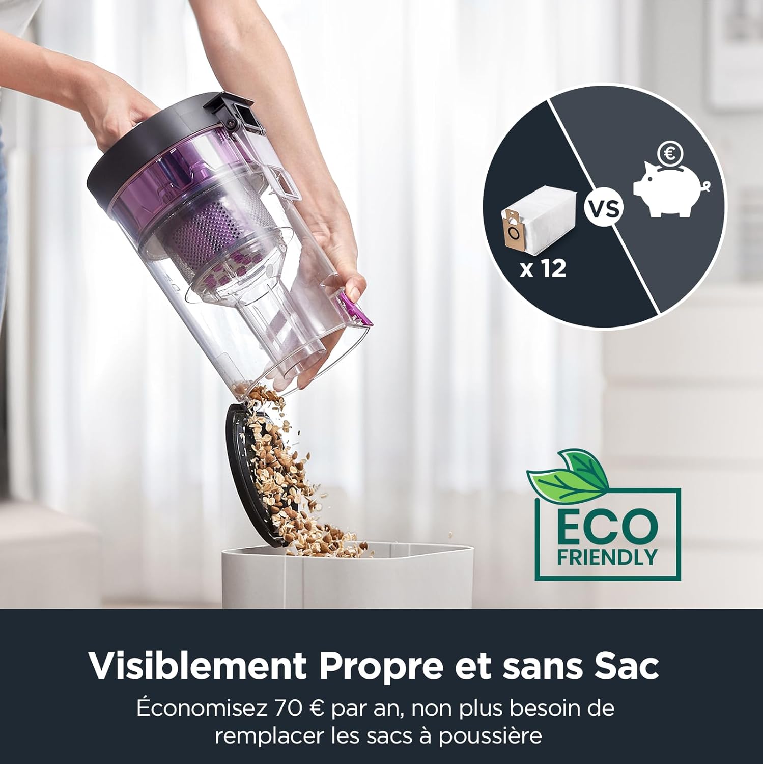 E10s Robot Aspirateur Laveur avec Station Écologique sans Sac Vidage Automatique de Poussière, 4000 Pa