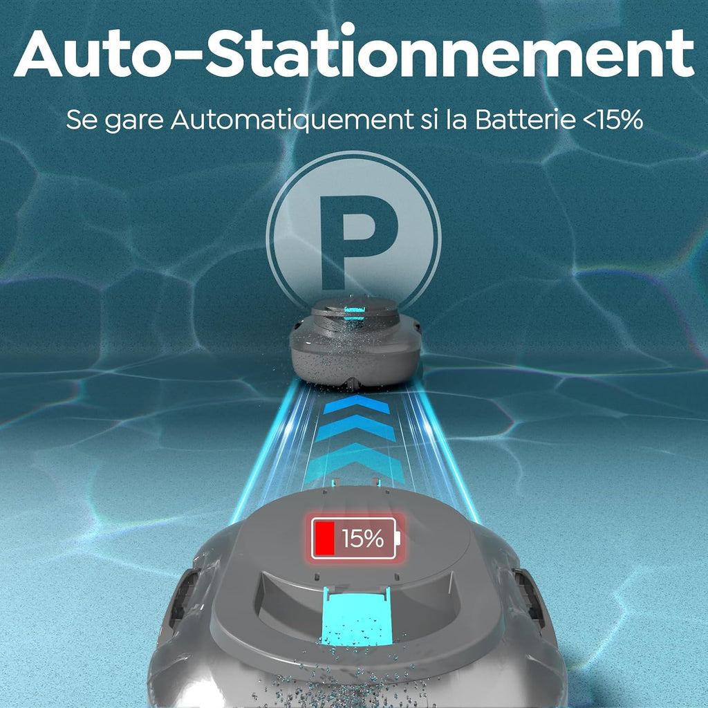 Pleco S1 Robot Piscine sans Fil, 80 Min d'Autonomie, Double Moteur Aspirateur Piscine Hors Sol